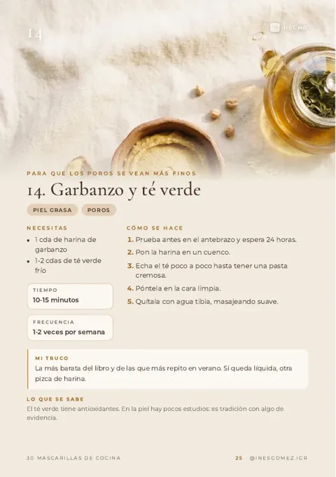Página de muestra de 30 mascarillas de cocina: Lo que necesitas en casa