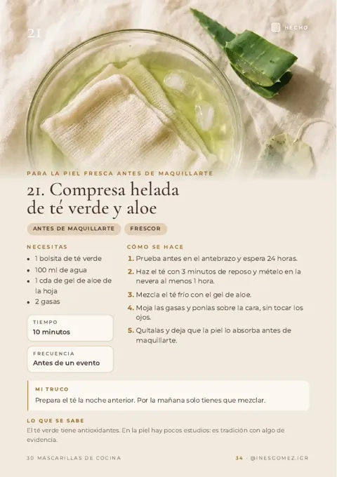 Página de muestra de 30 mascarillas de cocina: Tu tipo de piel en 2 minutos