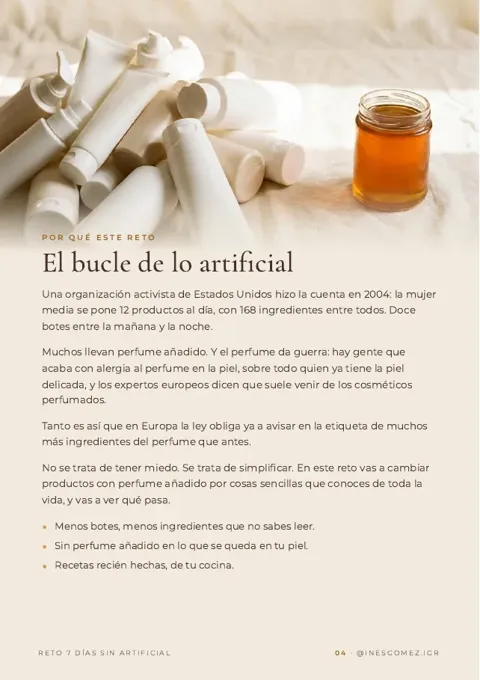 Página de muestra de Reto 7 días sin artificial: Tu primer resultado en 5 minutos
