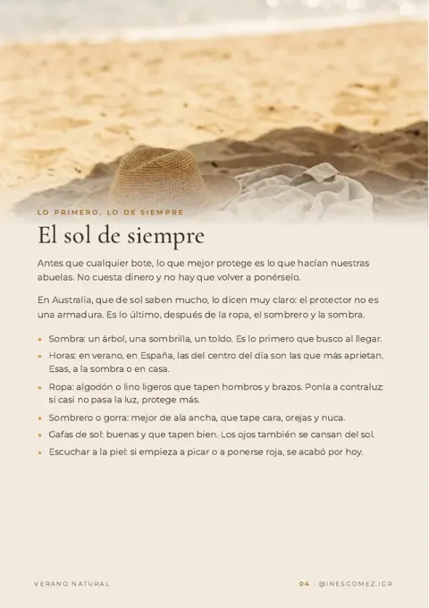 Página de muestra de Verano natural: Tu primer resultado en 5 minutos